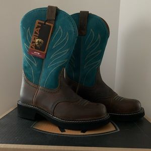 Arita Ladies Probaby Flame Boots, 8 1/2 B Distressed Brown/Turquoise